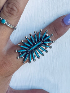 Size 8.5 Stunning Sterling Silver and Genuine Turquoise Ring