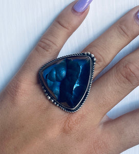 Size 8.5 Stunning Sterling Silver and Druzy Ring