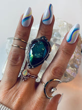 Load image into Gallery viewer, Size 7 Tourmalated Quarts Druzy and Sterling Silver Ring