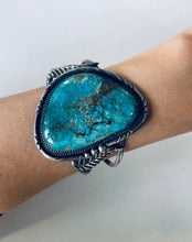 Load image into Gallery viewer, Sterling Silver and Turquoise Leaf Cuff