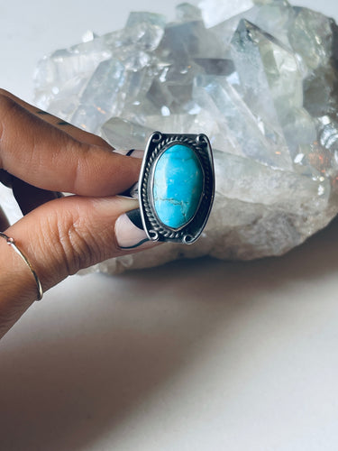 Size 6 Vintage Sterling Silver and Turquoise Nugget Ring