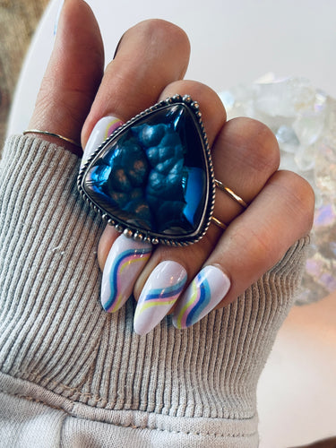 Size 8.5 Tourmalated Druzy and Sterling