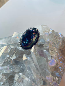 Size 5.5 Tourmalated Purple Druzy Ring