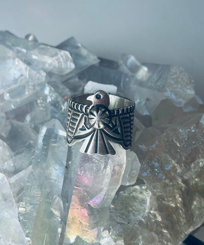 Size 9 Sterling Silver Thunderbird Ring
