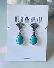 Load image into Gallery viewer, Sterling and Genuine Turquoise Fan Earrings