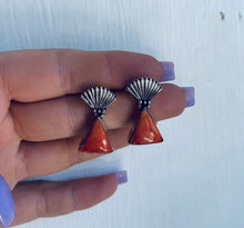 Load image into Gallery viewer, Sterling and Genuine Spiny Oyster Earrings