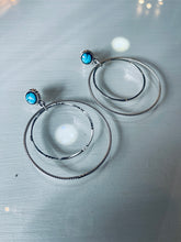 Load image into Gallery viewer, Sterling and Turquoise Hoops