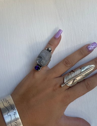 Size 6 Boho Sterling Silver and Amethyst Ring