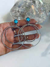 Load image into Gallery viewer, Sterling and Genuine Turquoise Hoop Earrings