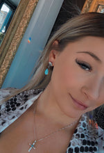 Load image into Gallery viewer, Sterling and Genuine Turquoise Fan Earrings