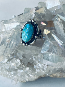 Size 7 adjustable Turquoise and Sterling Silver Ring