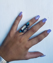 Load image into Gallery viewer, Size 7 Vintage Turquoise, MOP, Onyx and Sterling Silver Ring