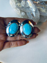 Load image into Gallery viewer, Turquoise and Sterling Disc Earrings