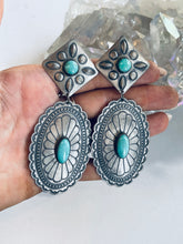 Load image into Gallery viewer, Sterling and Genuine Turquoise Nugget Earrings
