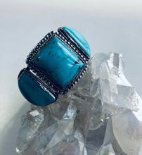 Load image into Gallery viewer, Boho Vintage Sterling Silver and Turquoise Nugget Cuff