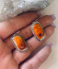 Load image into Gallery viewer, Sterling and Genuine Spiny Oyster Earrings