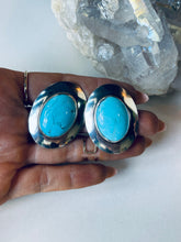 Load image into Gallery viewer, Turquoise and Sterling Disc Earrings