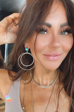 Load image into Gallery viewer, Sterling and Genuine Turquoise Hoop Earrings
