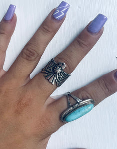 Size 9 Sterling Silver Thunderbird Ring