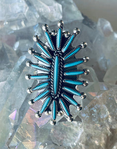Size 8.5 Stunning Sterling Silver and Genuine Turquoise Ring