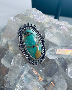 Size 7 Stunning Sterling Silver and Genuine Turquoise Ring