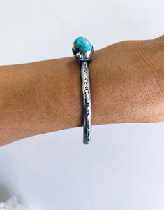 Boho Vintage Sterling and Turquoise Cuff