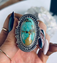 Load image into Gallery viewer, Size 7 Stunning Sterling Silver and Genuine Turquoise Ring