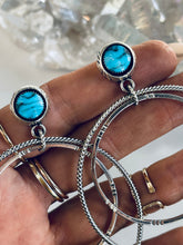 Load image into Gallery viewer, Sterling and Genuine Turquoise Hoop Earrings
