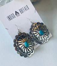 Load image into Gallery viewer, Sterling and Genuine Turquoise Concho Earrings