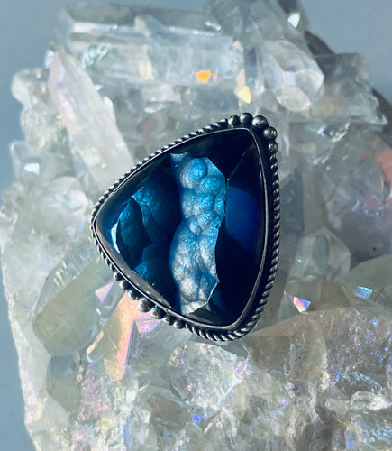 Size 8.5 Stunning Sterling Silver and Druzy Ring