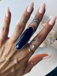 Size 10 Sterling Silver and Onyx Ring