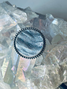 Size 7 Stunning Sterling Silver and Druzy Circle Ring